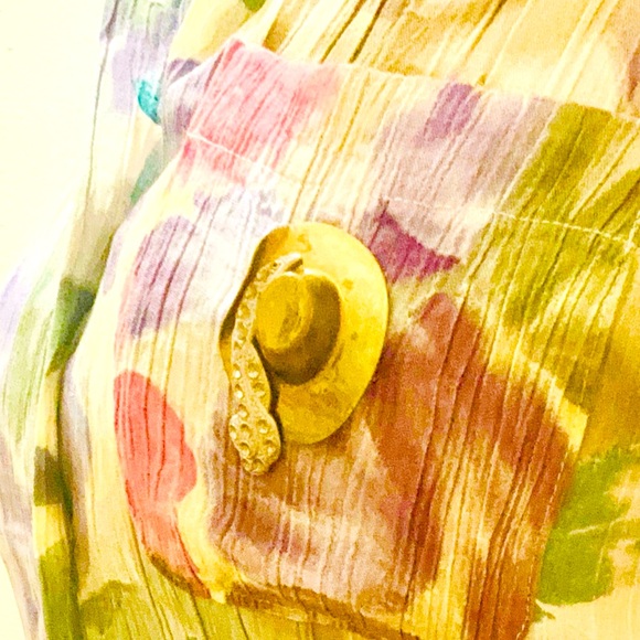 Vintage Cavalier Brass Cowboy Hat Rhinestone Feather Plume Brooch Pin - Picture 8 of 10